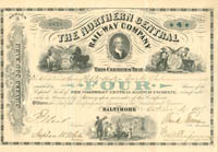 Northern Central Rail-Way Co. - Stock Certificate